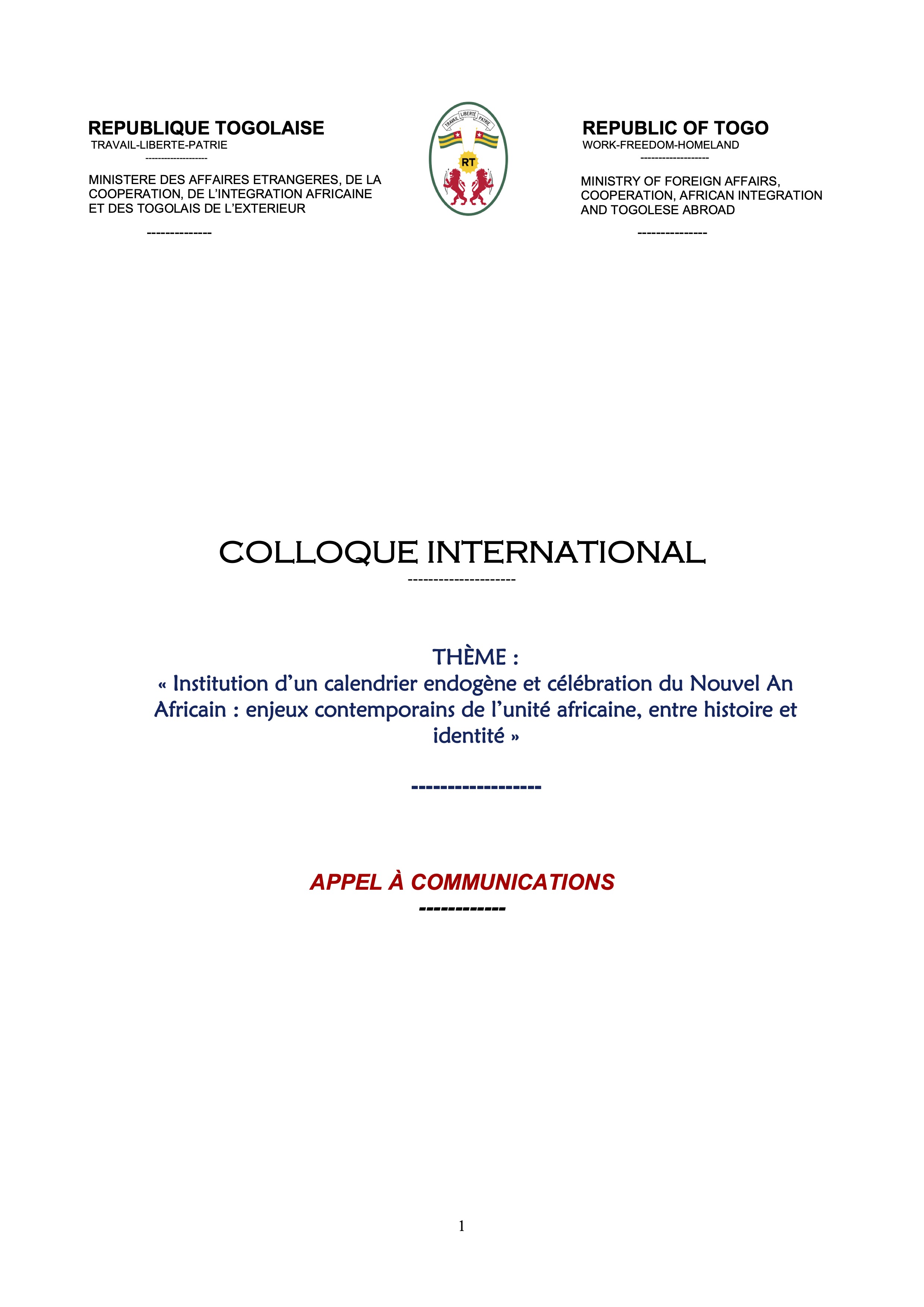 Colloque international sur le Nouvel An africain